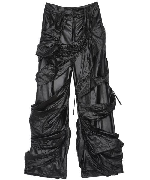 NUTEMPEROR / ナットエンペラー - PU LEATHER WIDE PANTS (BLACK