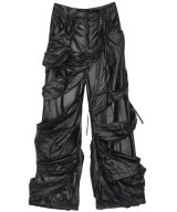 NUTEMPEROR / ナットエンペラー - PU LEATHER WIDE PANTS (BLACK)