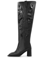 NINAMOUNAH / ニーナムーナ - SQUARE TOE KNEE HIGH BOOTS (BLACK LEATHER)<img class='new_mark_img2' src='https://img.shop-pro.jp/img/new/icons2.gif' style='border:none;display:inline;margin:0px;padding:0px;width:auto;' />