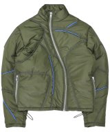 Mainline:RUS/Fr.CA/DE / メインラインラスフォルカデ - NYLON PUFFER JACKET WITH CONTRAST BLUE PIPING (GREEN)<img class='new_mark_img2' src='https://img.shop-pro.jp/img/new/icons2.gif' style='border:none;display:inline;margin:0px;padding:0px;width:auto;' />
