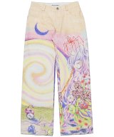 CONSTANÇA ENTRUDO - DENIM TROUSERS (SUNSET MONSTER) ILLUSTRATED BY EMA GASPAR<img class='new_mark_img2' src='https://img.shop-pro.jp/img/new/icons2.gif' style='border:none;display:inline;margin:0px;padding:0px;width:auto;' />