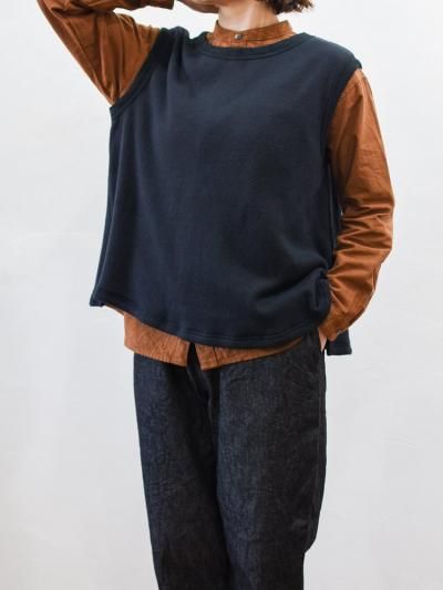 綿麻バックサテンスタンドカラーブラウス/ キナリ - stitch craft