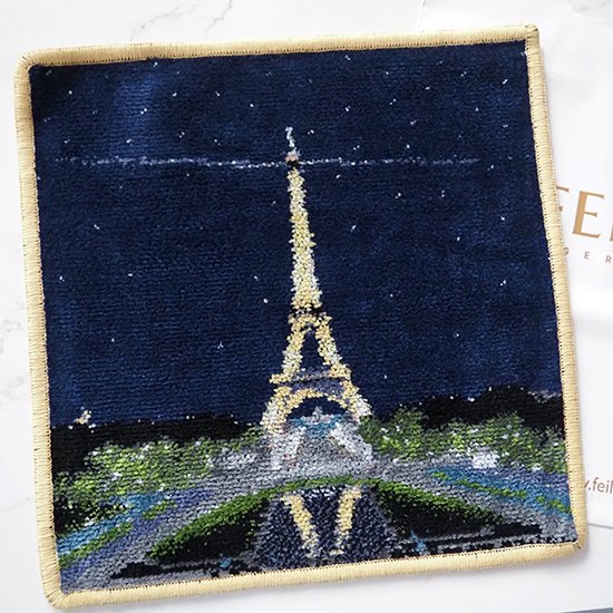 ドイツ限定 FEILER / フェイラー ハンドタオル エッフェル塔の夜景 イエロー 25x25cm ドイツフェイラーのショッパー付 - 旅する雑貨店  BON VOYAGE