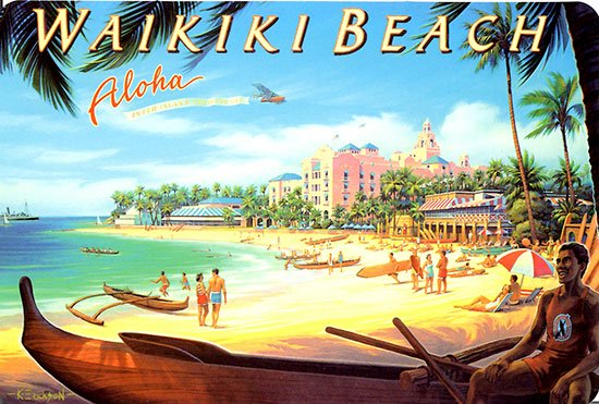 ヴィンテージ・ポスター・デザイン WAIKIKI BEACH - 旅する雑貨店 BON VOYAGE