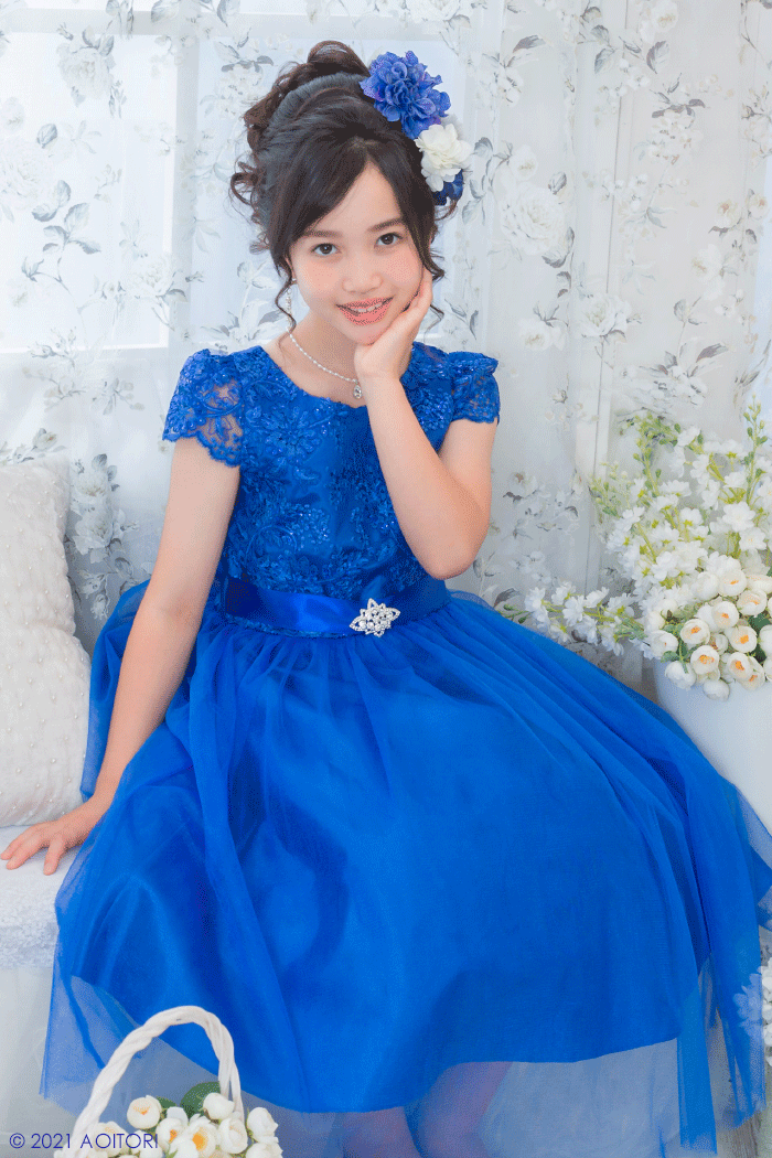 子供ドレス ピアノ発表会ドレス 13-404(140cm)ロイヤルブルー【青い鳥】