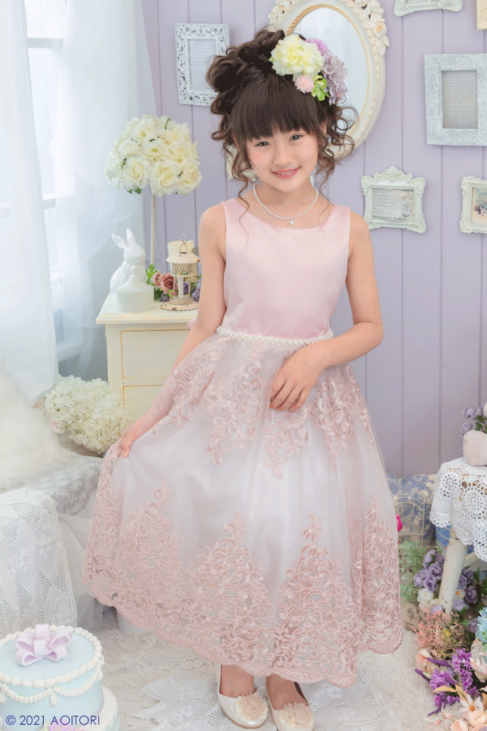 子供ドレス ピアノ発表会ドレス 15-246(120cm)ピンク【青い鳥】