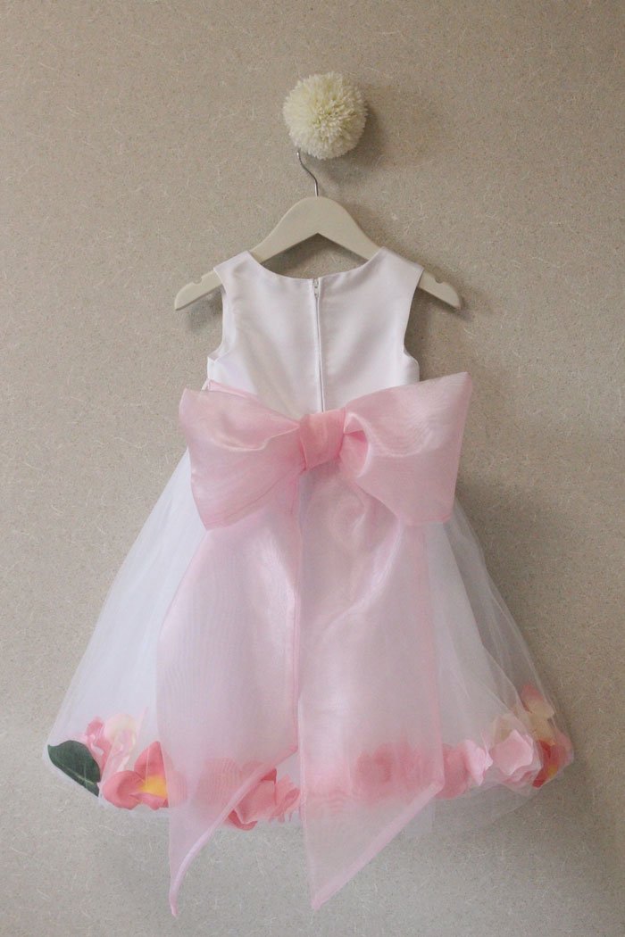 子供ドレス ピアノ発表会ドレス 3-160(100cm）ホワイト／ピンク