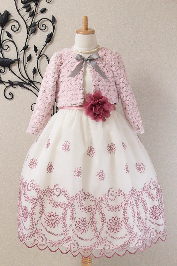 子供ドレス 演奏会衣装に最適なボレロ 長袖 3 330b ピンク シルバー