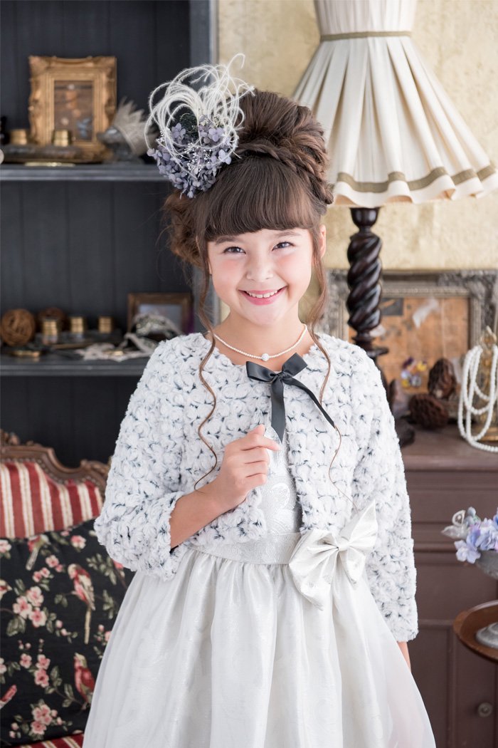 子供ドレス,演奏会衣装に最適なボレロ 長袖 3-330B アイボリー／ブラック