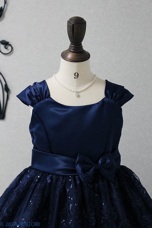子供ドレス　ピアノ発表会ドレス　15-155(150cm)ネイビーブルー【青い鳥】のp4の画像