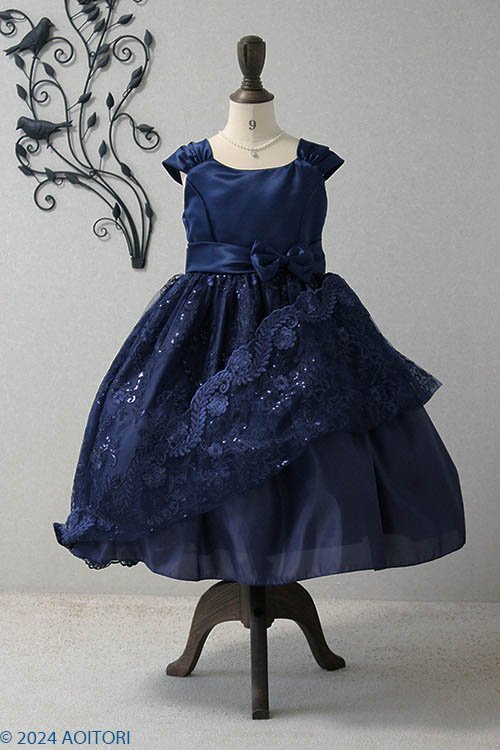 子供ドレス　ピアノ発表会ドレス　15-155(150cm)ネイビーブルー【青い鳥】のp6の画像