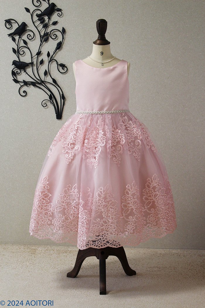 子供ドレス　ピアノ発表会ドレス　15-246B(150cm)ピンク【青い鳥】のfrontの画像