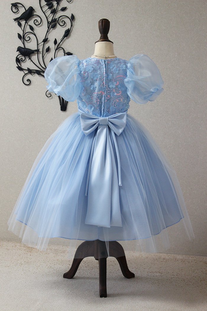 子供ドレス　ピアノ発表会ドレス　12-317(130cm)ライトブルー【青い鳥】のbackの画像