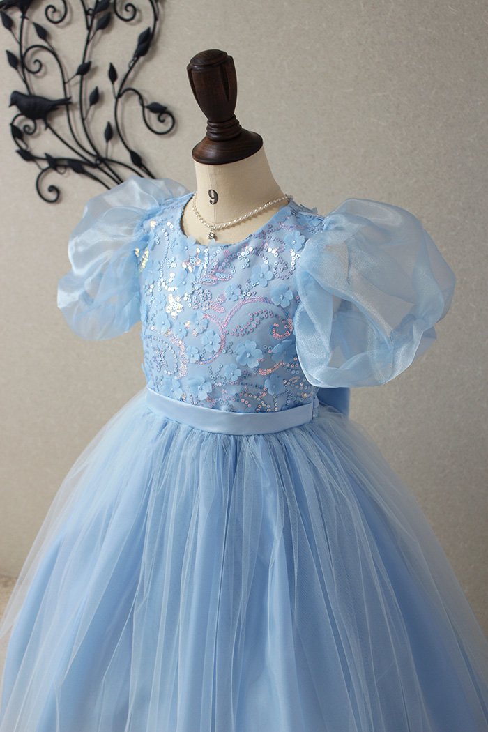 子供ドレス　ピアノ発表会ドレス　12-317(130cm)ライトブルー【青い鳥】のp1の画像