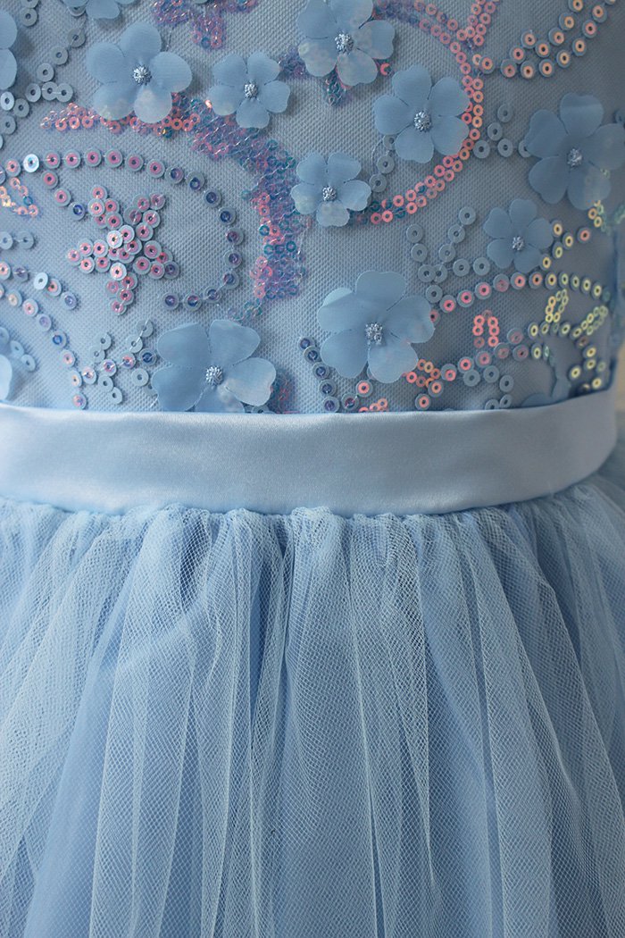 子供ドレス　ピアノ発表会ドレス　12-317(130cm)ライトブルー【青い鳥】のp2の画像