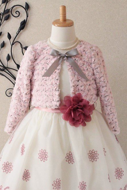 子供ドレス,演奏会衣装に最適なボレロ 長袖 3-330B ピンク／シルバー