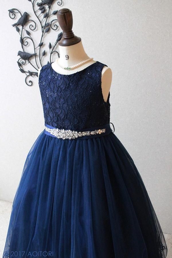 子供ドレス ピアノ発表会ドレス 13-340CB(150cm）ネイビー