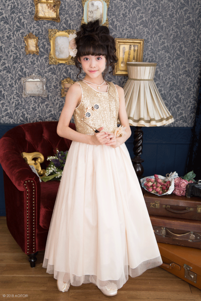 子供ドレス ピアノ発表会ドレス 2-1204(140cm)ゴールド
