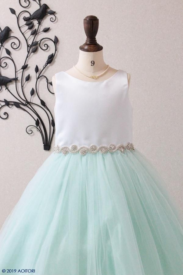 子供ドレス ピアノの発表会ドレス 12-212M(150㎝）ミント【青い鳥】