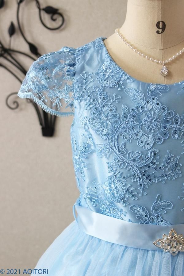 ジュニアドレス ピアノ発表会ドレス 13-404(160cm)ベビーブルー