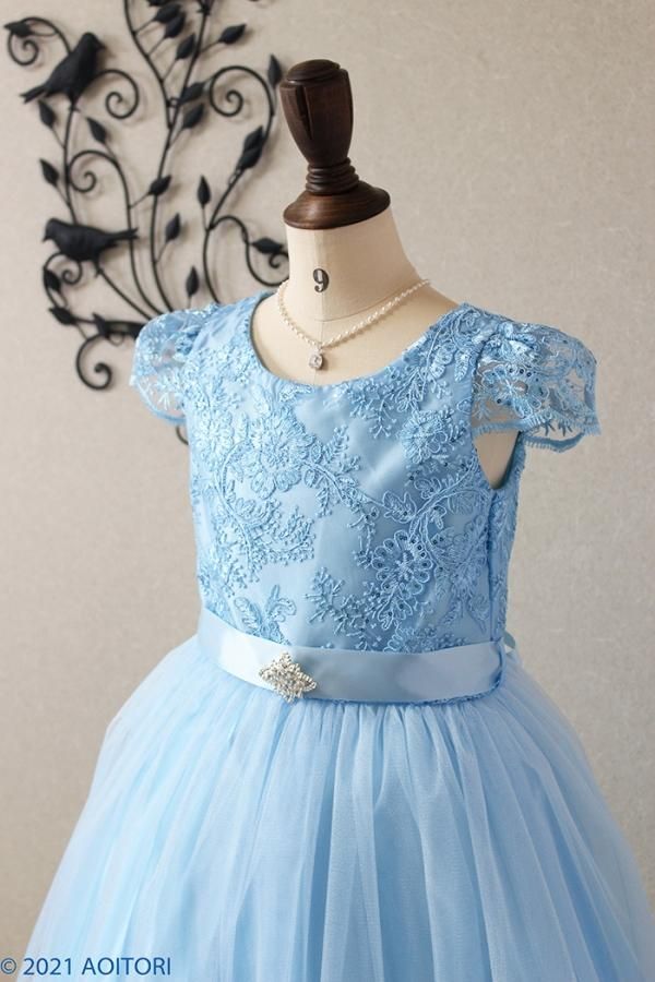 美品！青い鳥ドレスショップ子ども用ピアノ発表会ドレス青色 子どもドレス店 青い鳥 美品！ピアノ発表会用ドレス 青い鳥ドレス専門