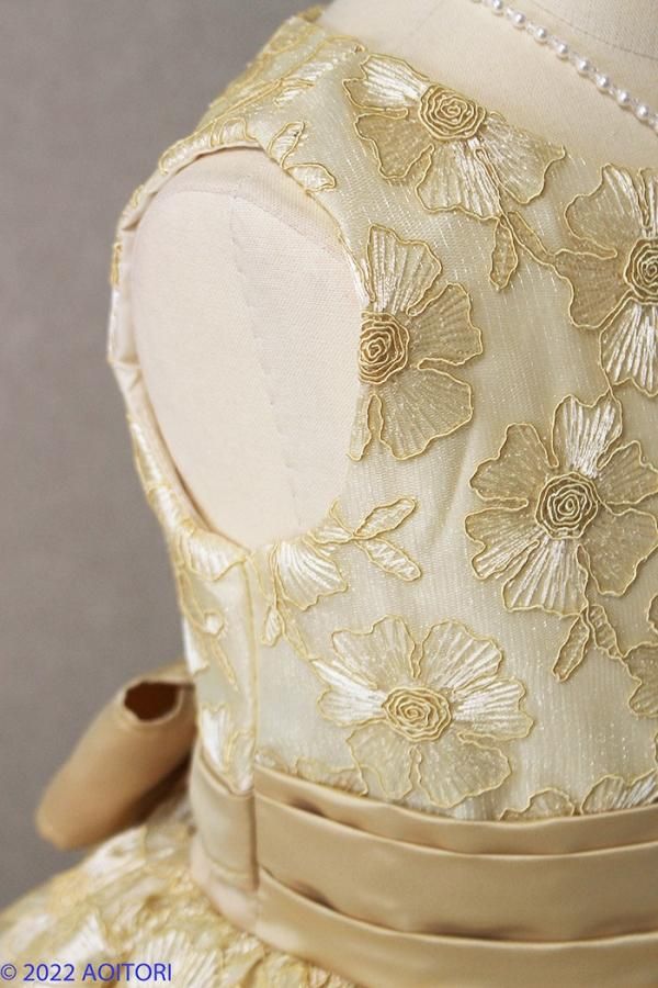 子供ドレス ピアノ発表会ドレス 15-257(130cm)ゴールド【青い鳥】