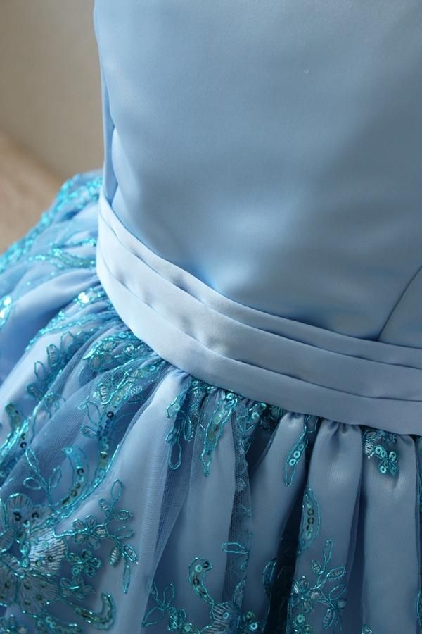 子供ドレス ピアノ発表会ドレス 15-161(140cm)スカイブルー【青い鳥】