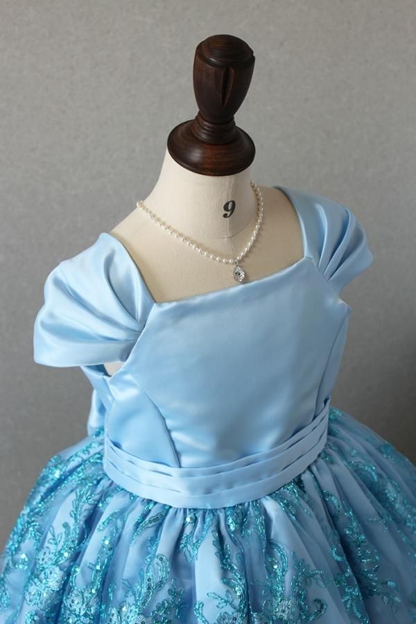 子供ドレス ピアノ発表会ドレス 15-161(140cm)スカイブルー【青い鳥】