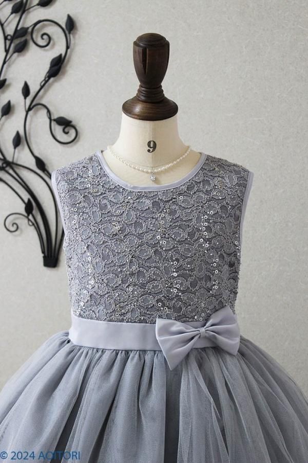 子供ドレス ピアノ発表会ドレス 15-241(150cm)グレー【青い鳥】