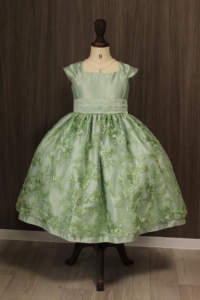 【青い鳥】子供ドレス 140cm　セージ 子供ドレス ピアノ発表会ドレス 15-161(140cm)セージ【青い鳥】