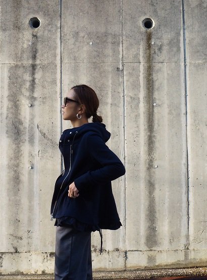 MOOLA KALAH,sweat a-line parka,navy,khaki,bibliok,通販,モーラカーラ,ビブリオケー,made in  japan,日本製