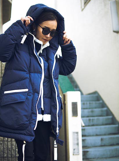 NYUZELESS,big hoody layerd down jacket,bibliok,通販,ビブリオケー,ダウンジャケット,ニューズレス