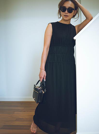 YOHEI OHNO,2020ss,mesh dress,dress,black dress,black ...