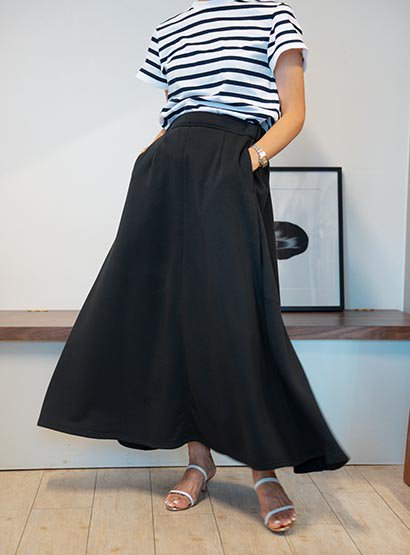 araara,sweat flare skirt,skirt,flare skirt,black,bibliok,'22ss,2022ss,