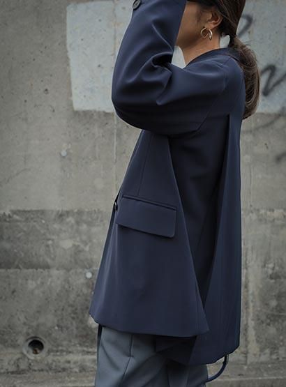 柔らかい FORFORMO Tuck Double Jacket スピックアンドスパン ネイビー