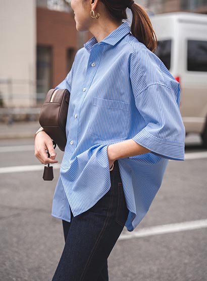 TICCA,square big shirt,half sleeve shirt,shirt,celemony,shirt,blue