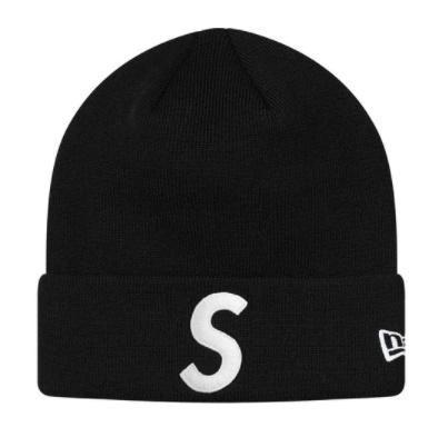 90 Supreme New Era S Logo Beanie 人気カラー黒 - ニットキャップ