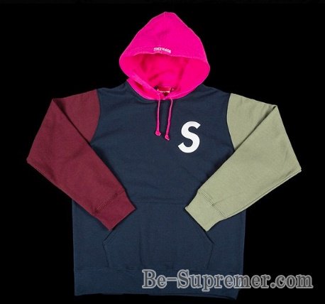 supreme s logo color blocked fooded パーカー