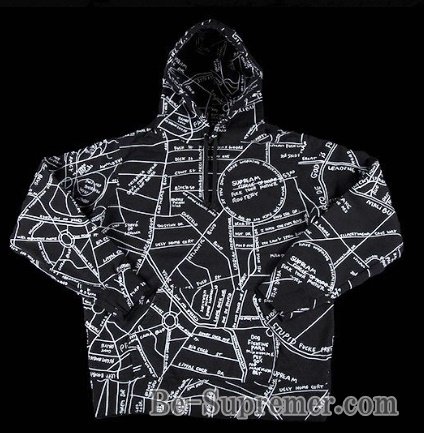 Gonz Embroidered Map Hooded  supreme