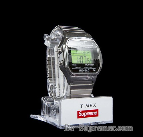 メンズsupreme timex デジタルウォッチ シルバー