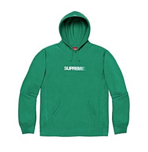 コットン100%Supreme モーションロゴフードスウェットパーカー