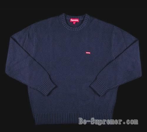 supreme Textured Small Box Sweater ネイビー袖丈59cm