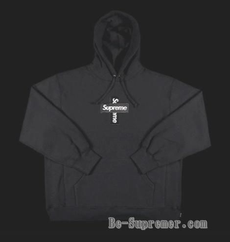 Supreme box logo cross hooded シュプリーム 黒 - パーカー