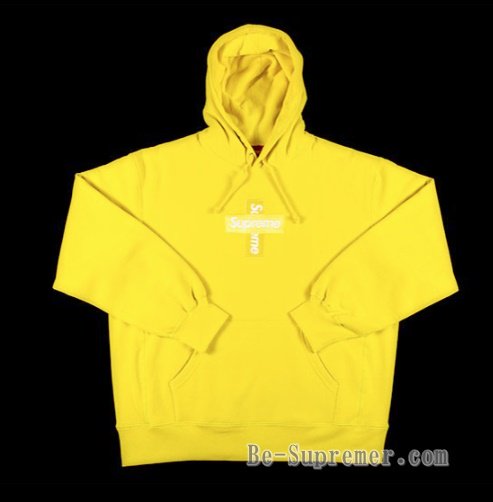 supreme Cross Box Logo Hooded  Lemon