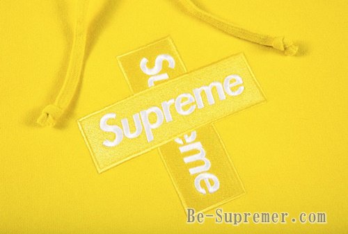 supreme Cross Box Logo Hooded  Lemon