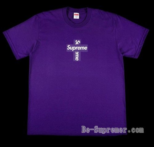 supreme  Cross BoxLogo 紫　パーカー　クロス　ボックスロゴ