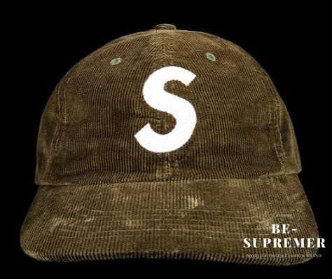 Supreme Fine Wale Corduroy S Logo 6panelキャップ帽子 オリーブ新品