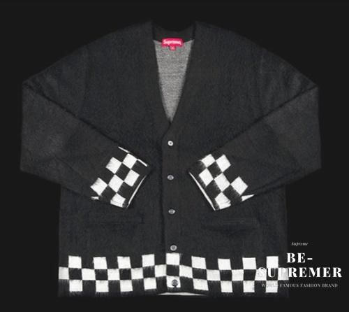 supreme brushed checkerboard cardigan