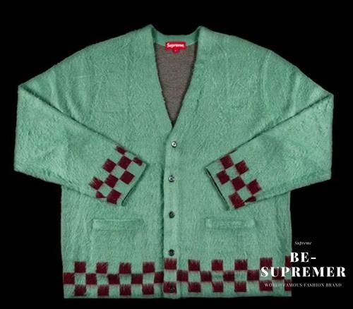 supreme brushed checkerboard cardigan