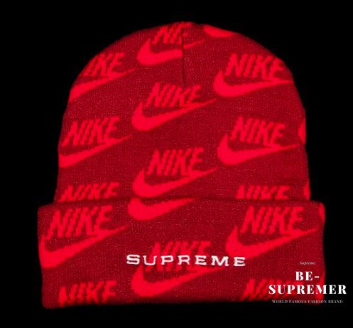Supreme Nike Jacquard Logos Beanieニット帽 レッド新品の通販- Be-Supremer
